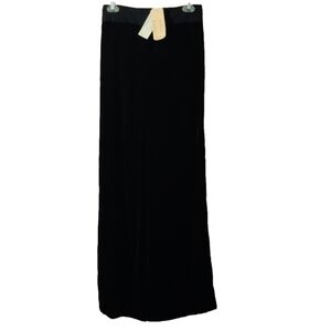 Nicole Miller Atelier Black Velvet Wide Leg High Waist Pants NWT Size 2
